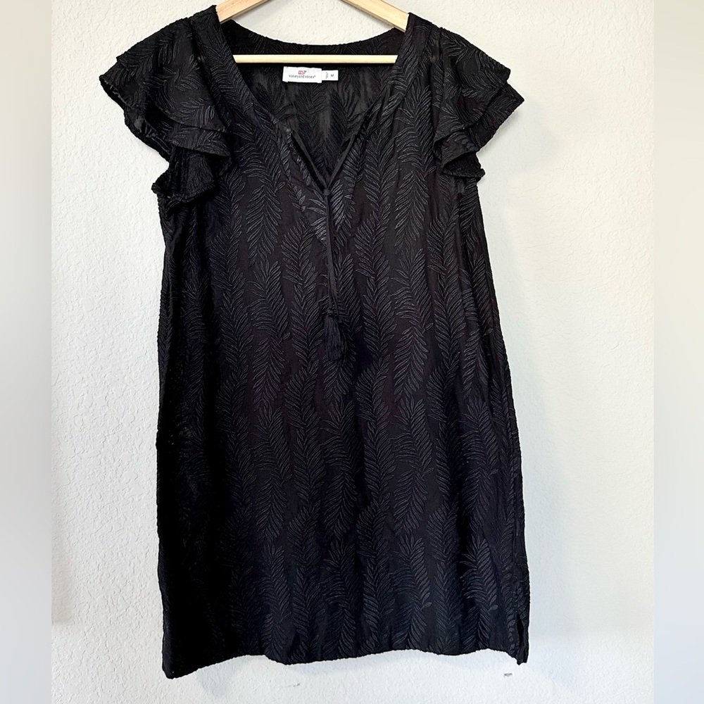 Vineyard Vines Embroidered Palm Tunic Dress Black coverup - Picture 5 of 15